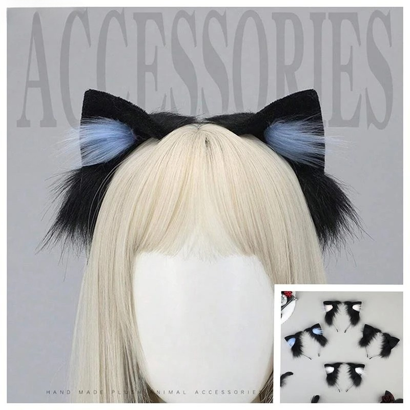 1pcs Cat Ears Halloween Headba - Anime Cosplay Girl With Black Hair ulasan dan harga