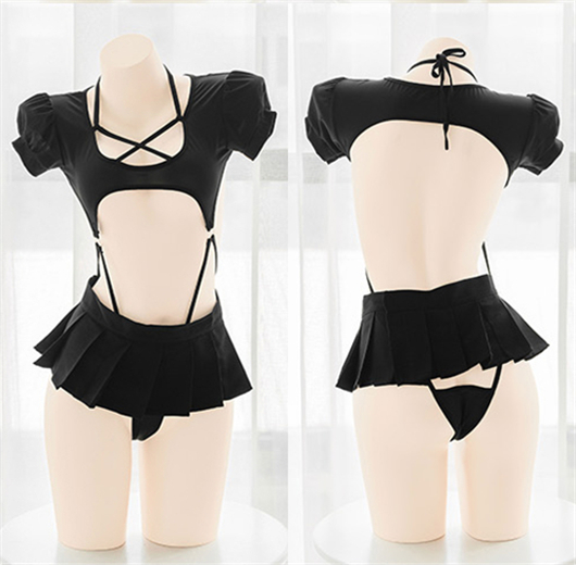 Anime Student Puff Sleeve Blac - Anime Cosplay Duo ulasan dan harga
