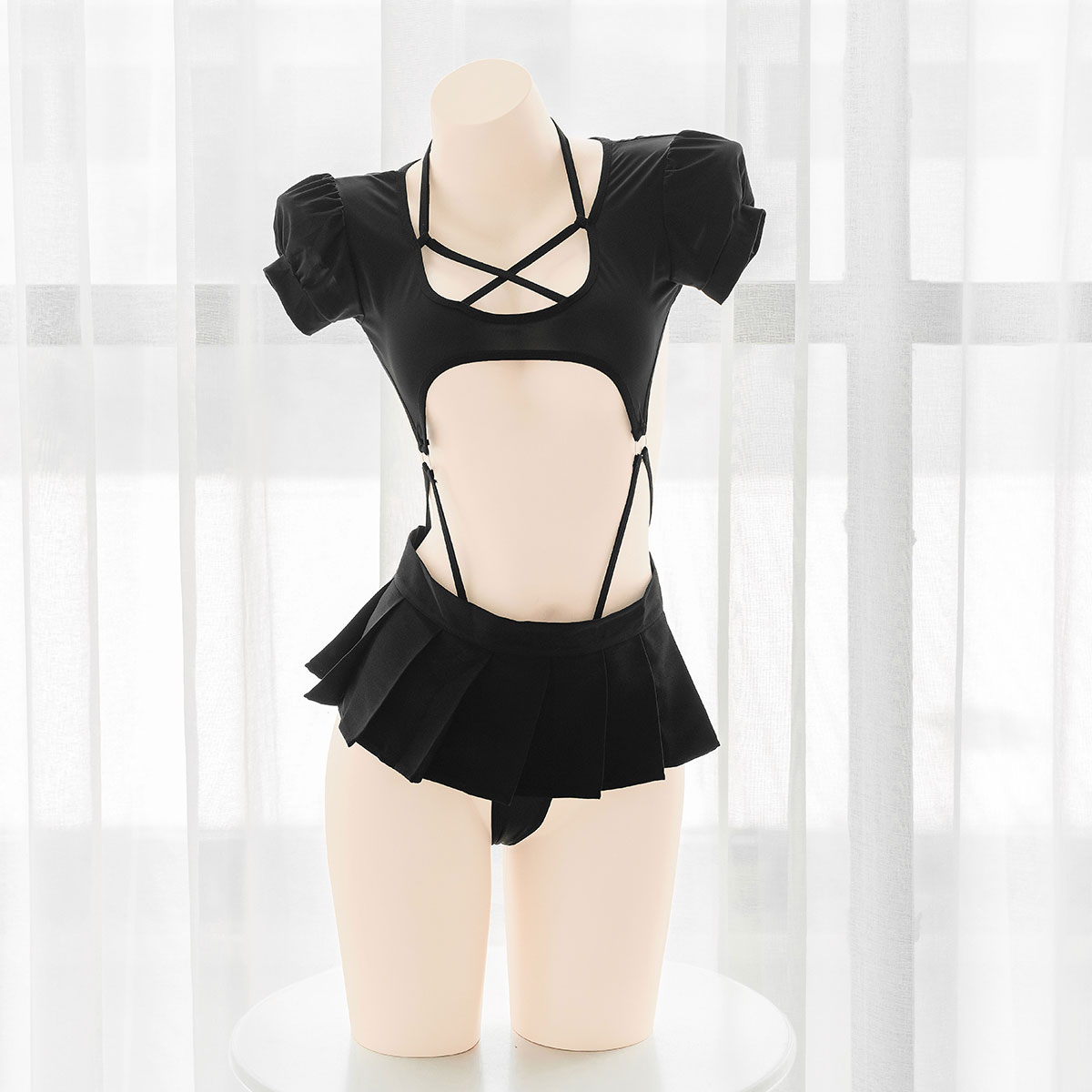 Anime Student Puff Sleeve Blac - Anime Cosplay Duo ulasan dan harga